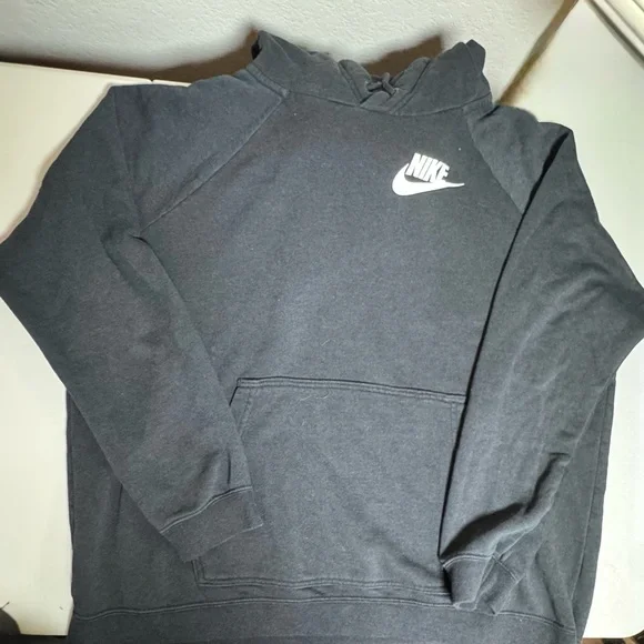 Nike Black Hoodie XL Unisex Pullover Swoosh Fleece Sweatshirt - Picture 3 of 6